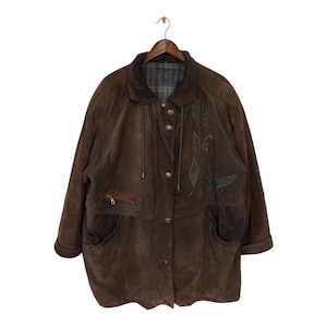 Vintage Leather Parka Jacket Size XL-XXL