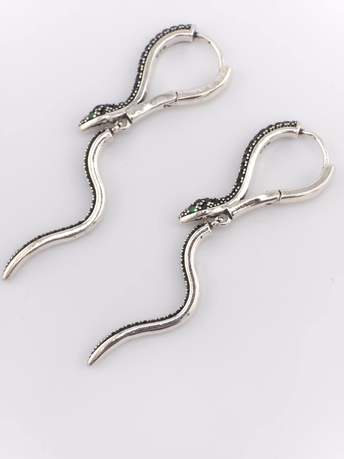 925 Sterling Silver Snake Earrings Vintage Serpent Dangle Earrings Gothic Jewelry Boho Statement image 8