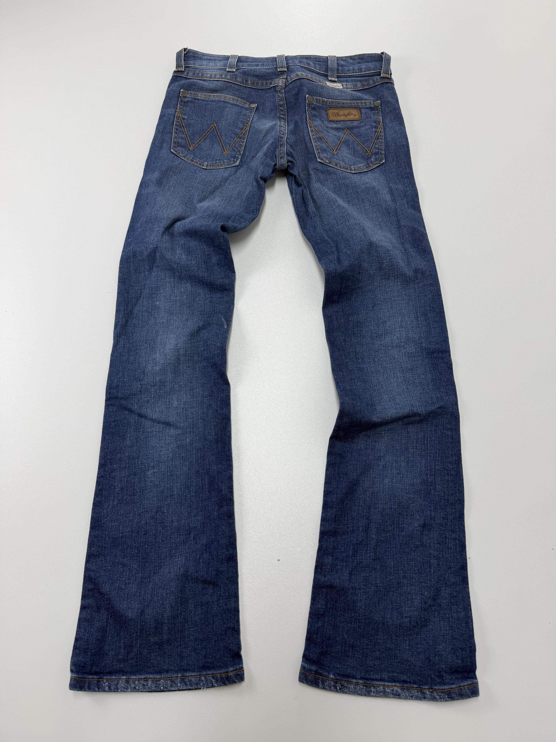 Vintage Wrangler Flare Jeans Dark Blue Denim Bell Bottom 70s 90s Retro Western Style Size XS