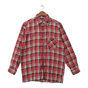 Vintage Glimmer Flannel Check Langarmhemd Größe S