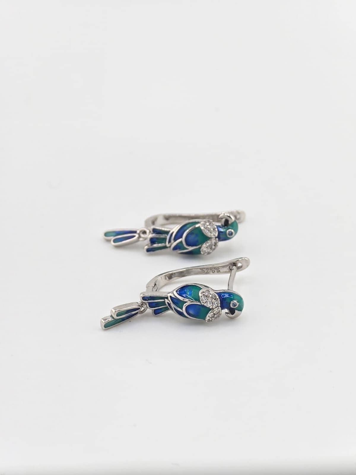 925 Silver Parrot Earrings Enamel Bird Earrings Tropical Macaw Jewelry Colorful Statement Earrings image 5