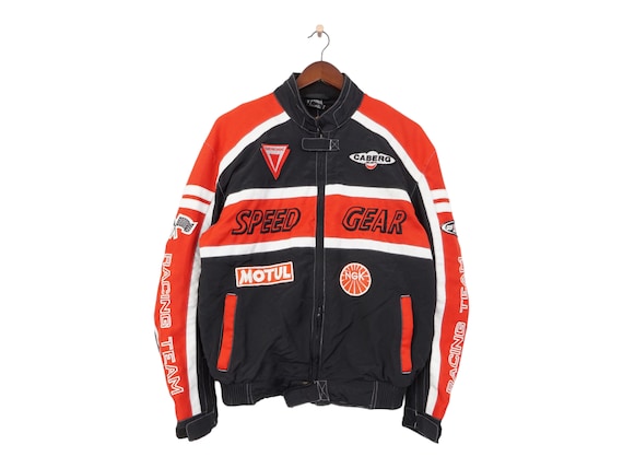 T*M様 Moritz Rogosky 赤いベルベットジャケット Red and White Men's Racing 100% Genuine Leather Jacket for