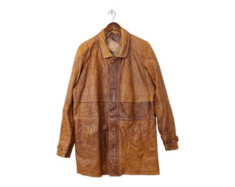 veste en cuir camel vintage Taille XL