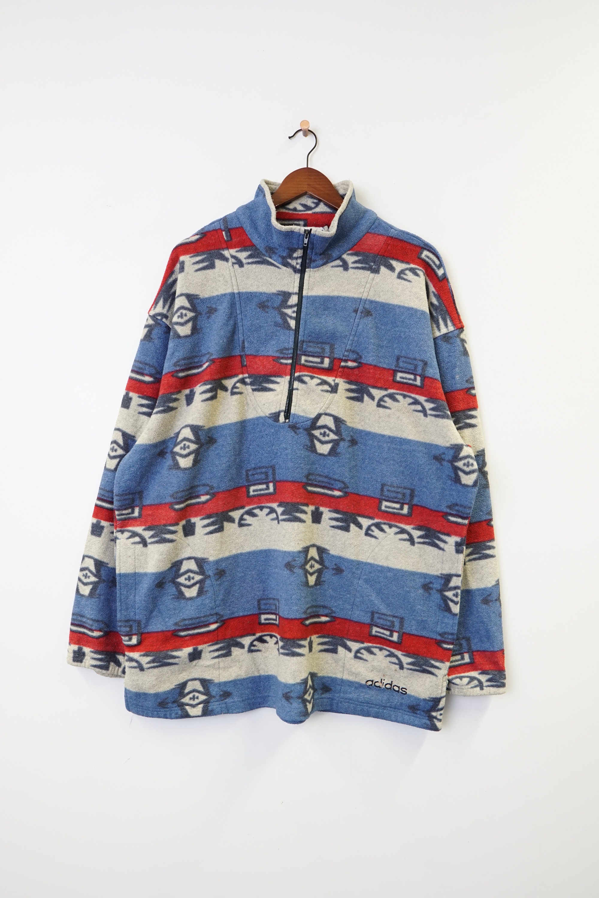 ★adidas★ Animal Print Fleece Crop Top Blue Red adidas Women's Essentials 3-Stripes Animal Print High Pile