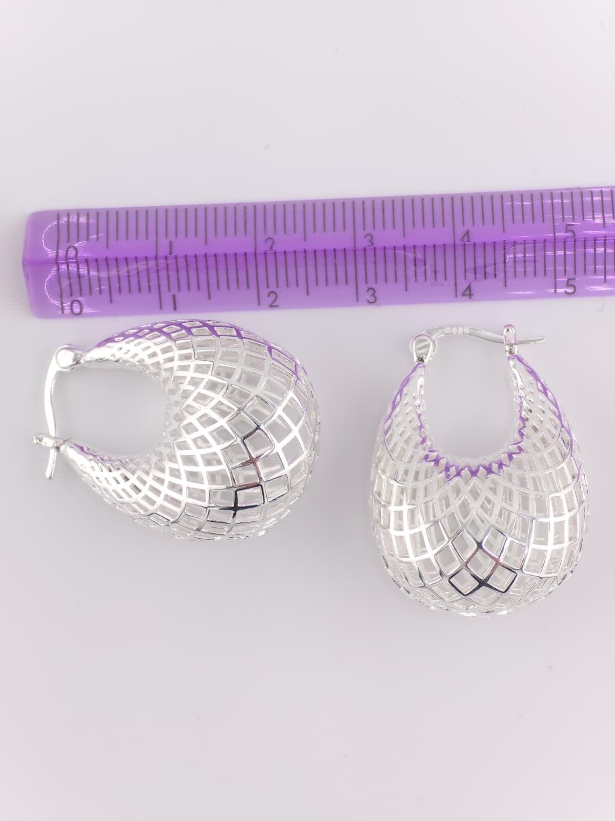 Large Sterling Silver Hoop Earrings 925 Statement Earrings Vintage Openwork Dome Hoops Bold Silver image 5