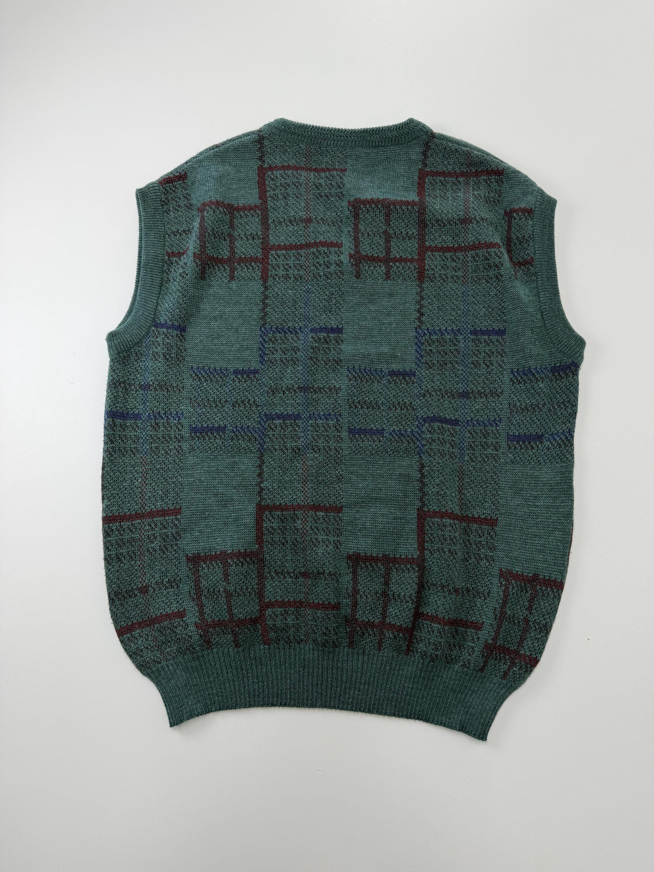 Vintage Knit Vest Grey Sleeveless Sweater Retro 90s Preppy Grandpa Style Pullover Size L image 6