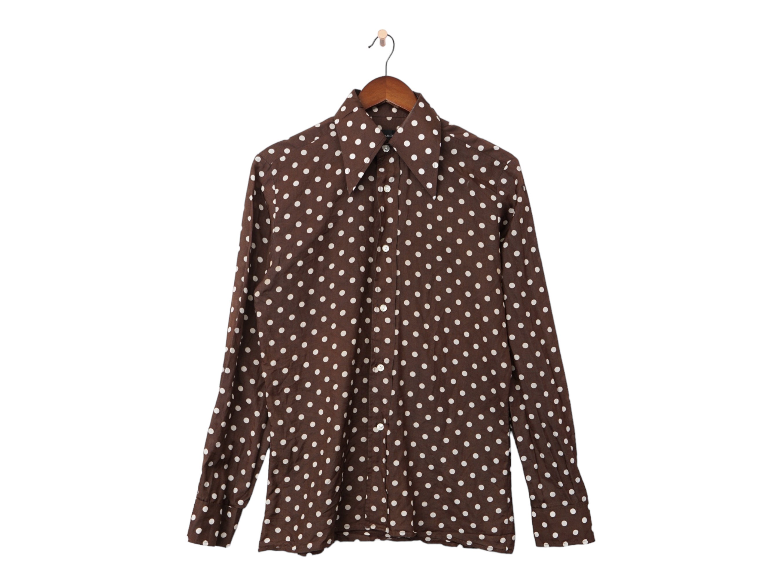 トップス 60s custom needle polka dot shirt Vintage Polka Dot Shirt / Long Sleeve See Through Shirt