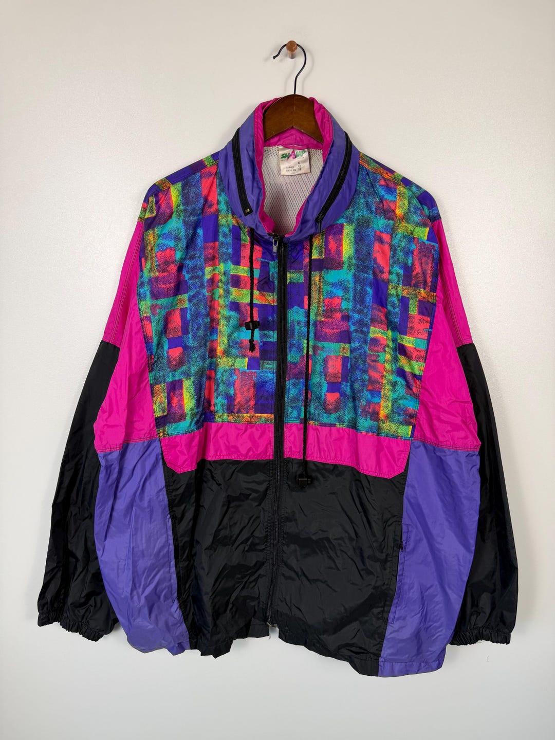 Vintage 90s SHAMP Colorblock Abstract Windbreaker Jacket – Retro ...