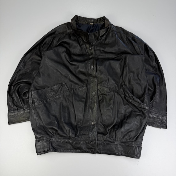 Vintage Leather Jacket M Retro 90s Genuine Leather Biker Jacket Classic Streetwear Motorcycle Style