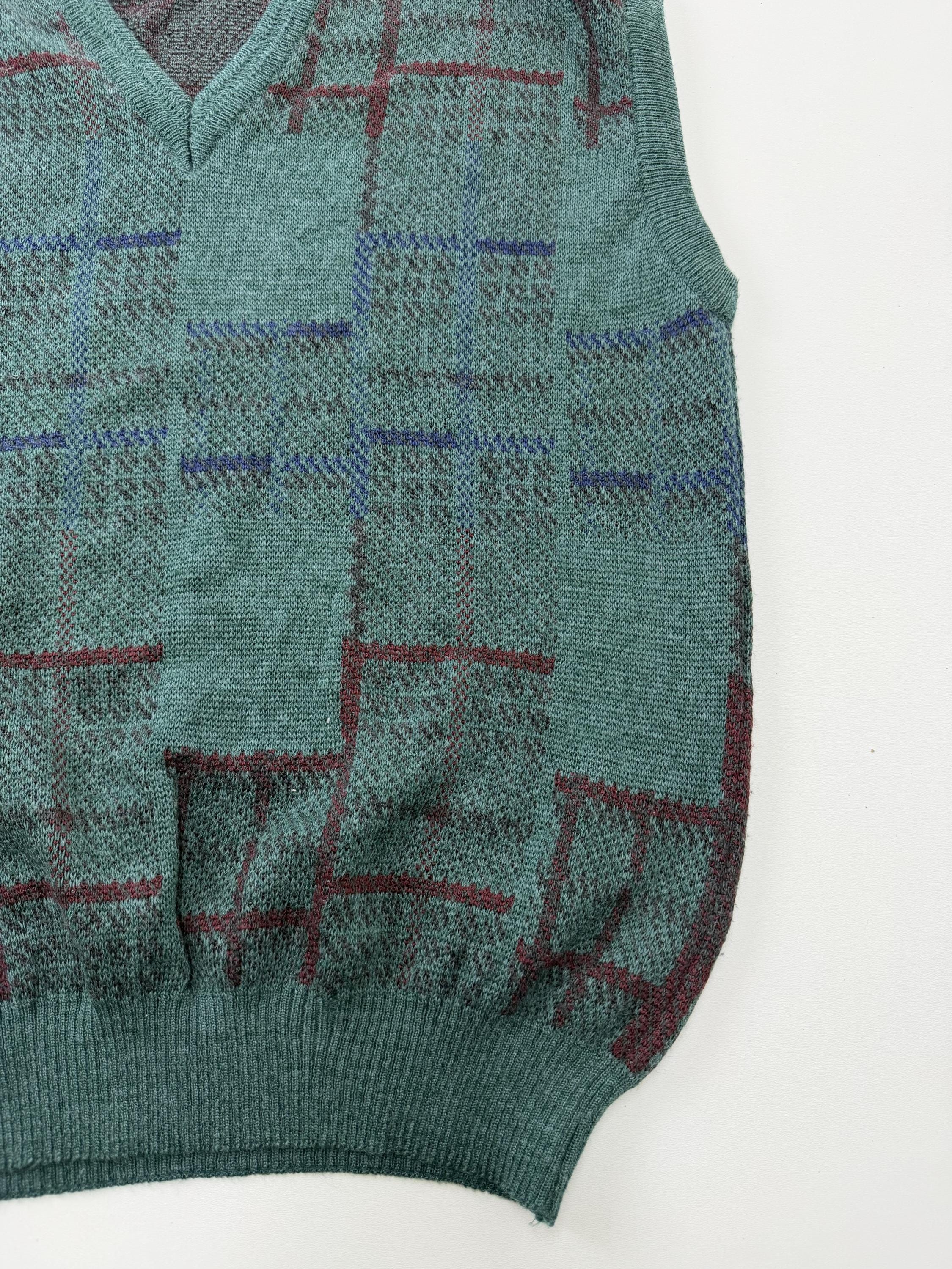 Vintage Knit Vest Grey Sleeveless Sweater Retro 90s Preppy Grandpa Style Pullover Size L image 2