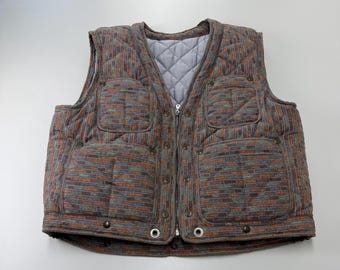 Raro gilet da pesca vintage anni '90, gilet cargo trapuntato, abbigliamento da lavoro outdoor anni '90, gilet tattico Gorpcore, gilet multitasche marrone, taglia XL