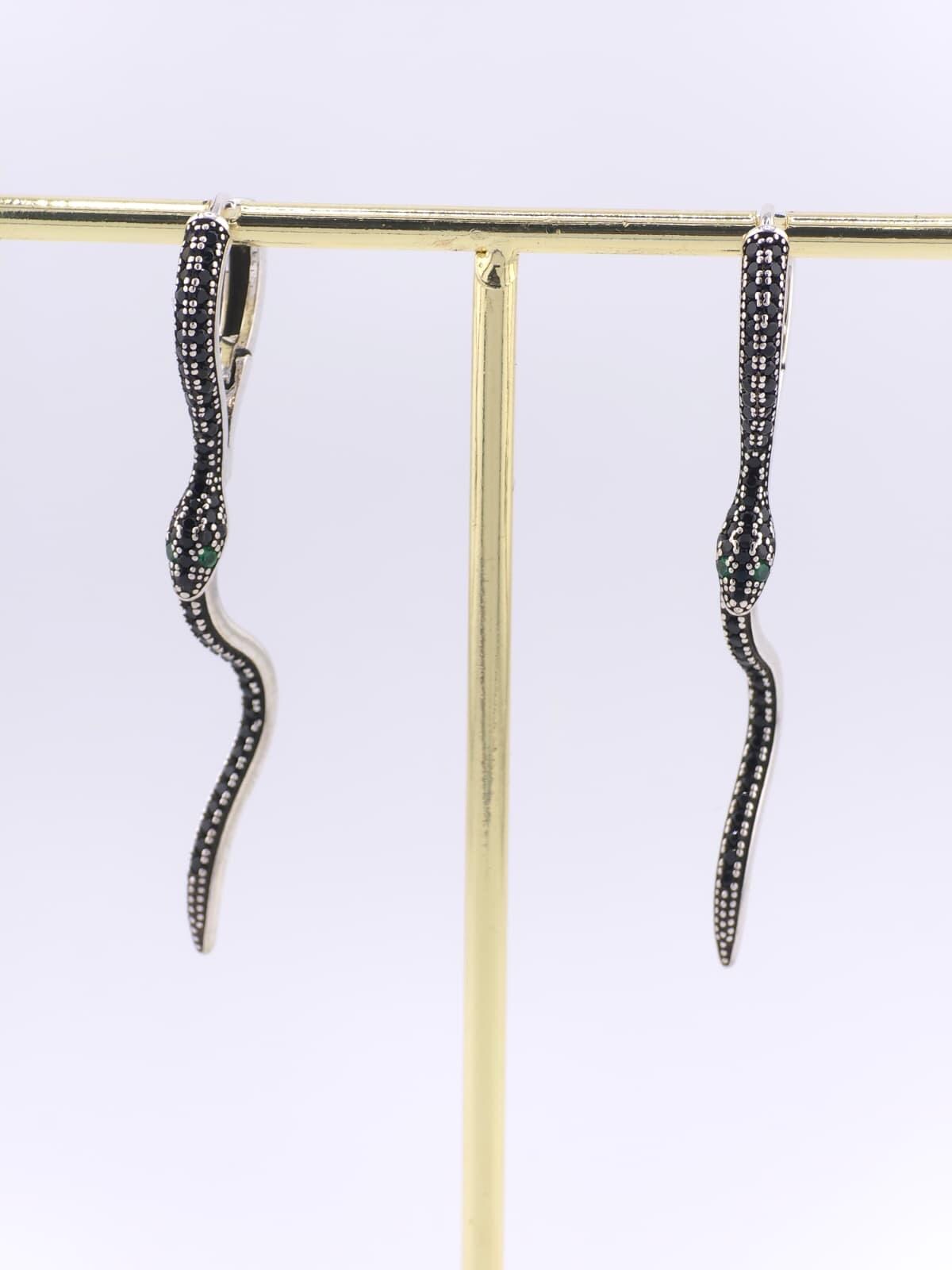 925 Sterling Silver Snake Earrings Vintage Serpent Dangle Earrings Gothic Jewelry Boho Statement image 5