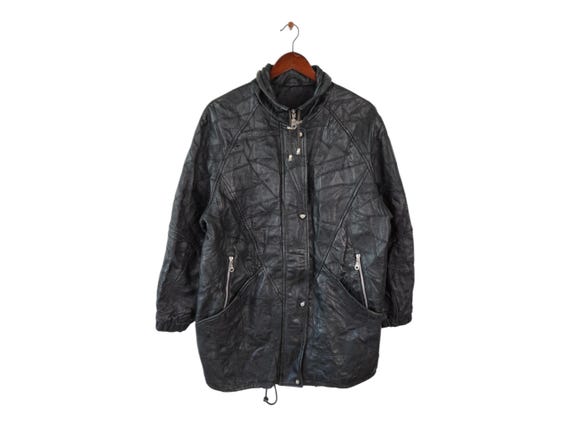 Vintage Patchwork Leather Parka Jacket Size M - image 1