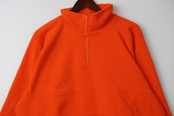 Vintage Neon Orange Fleece Pullover Size L - image 3