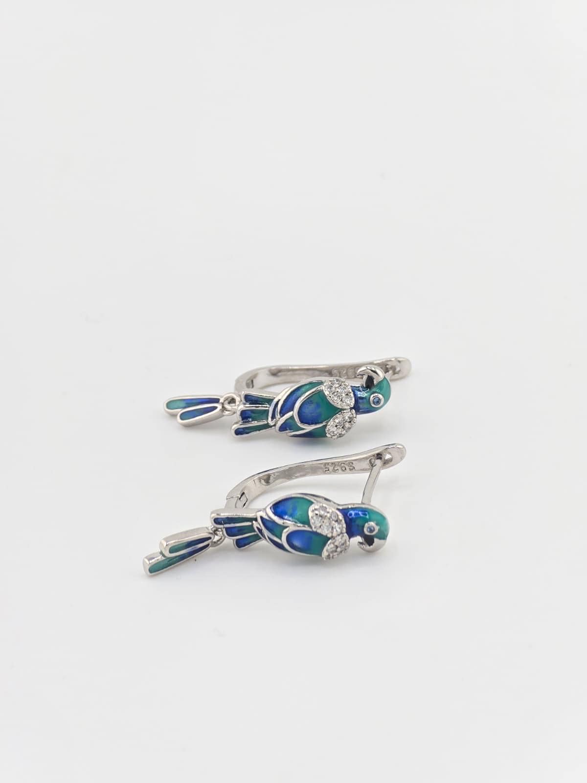 925 Silver Parrot Earrings Enamel Bird Earrings Tropical Macaw Jewelry Colorful Statement Earrings image 6