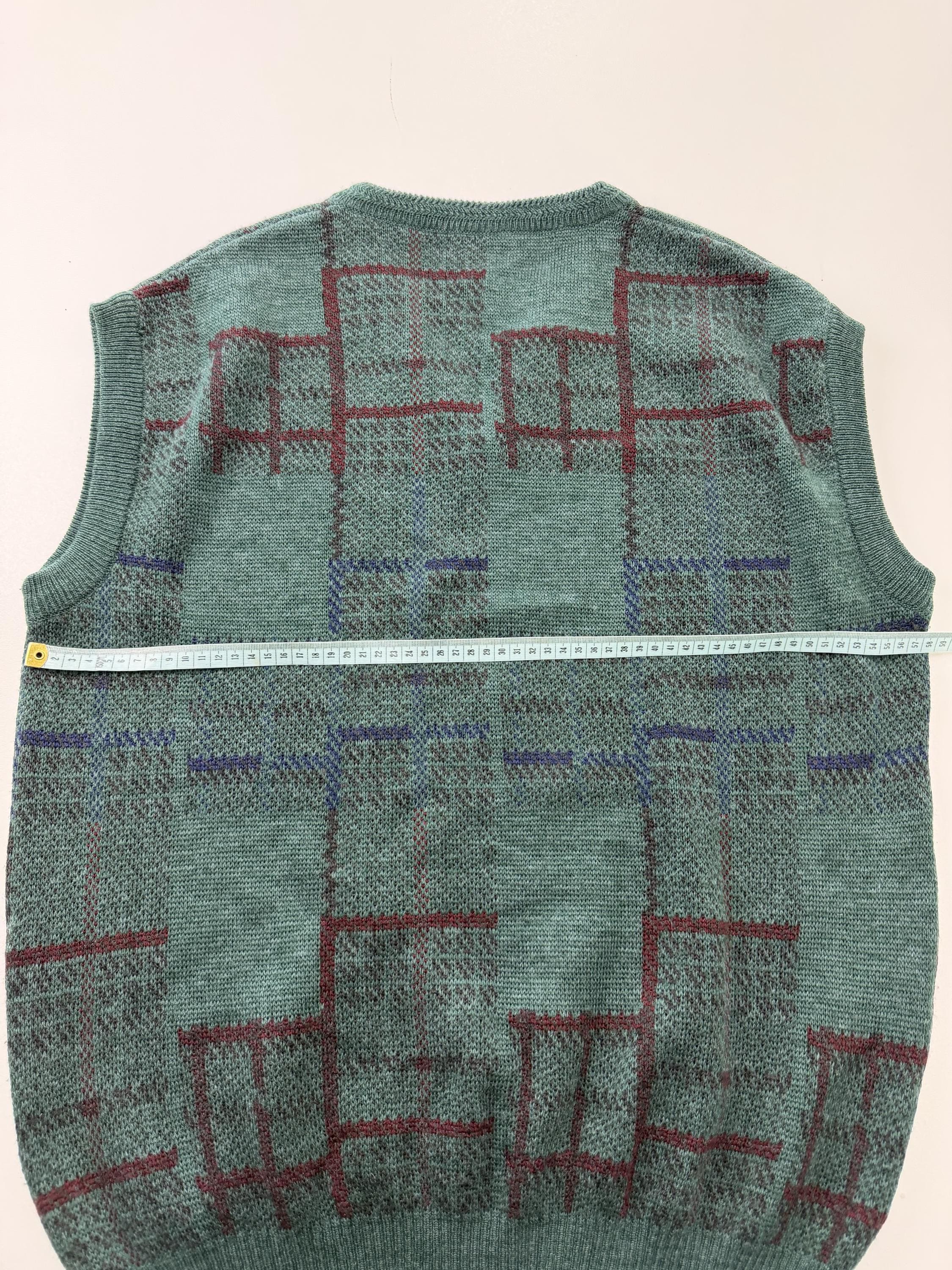 Vintage Knit Vest Grey Sleeveless Sweater Retro 90s Preppy Grandpa Style Pullover Size L image 9