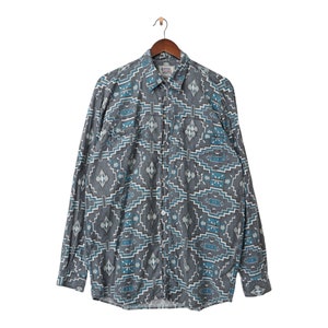 Vintage Lerros Long Sleeve Crazy Pattern Abstract Cotton Shirt Size M-L