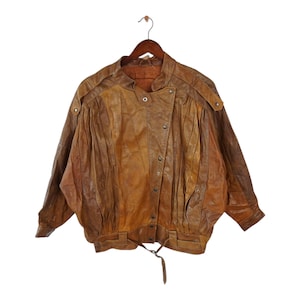 Vintage Leather Jacket Size L - Etsy