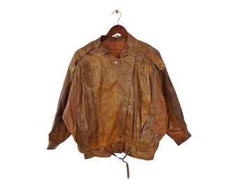 Vintage Leather Jacket Size L - Etsy