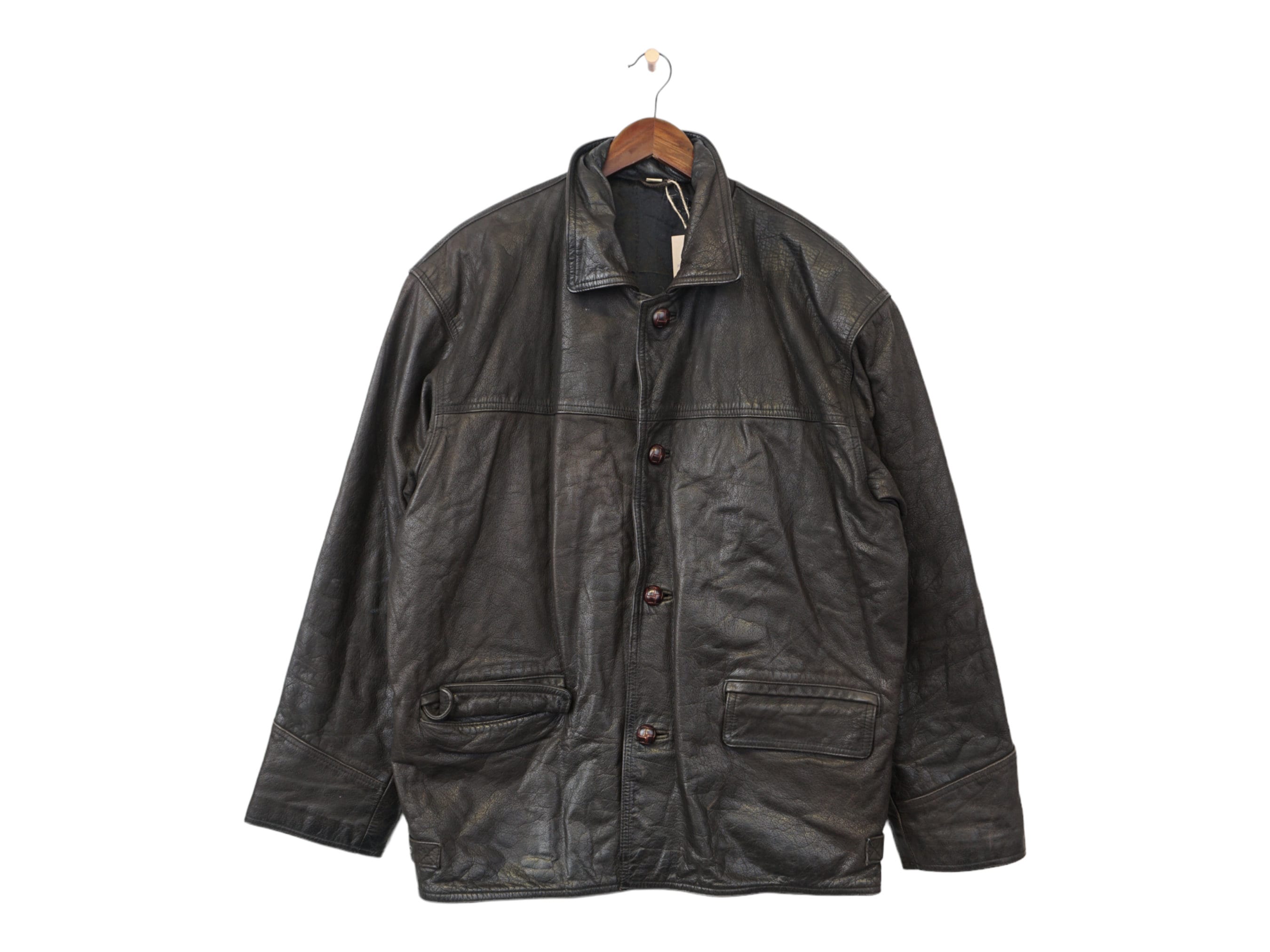 Vintage Heavy Leather Jacket Size XL - Etsy