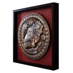 Ce Miquiztli. One Death. Embossed in aluminum. Aztec