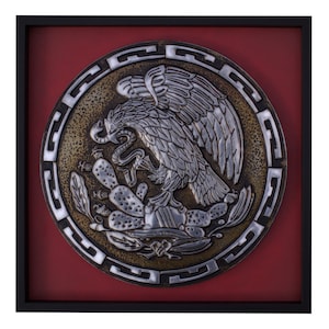 Mexican National Coat of Arms. Mexico. Metal Embossing. Aztec. Aztec Culture. Decorative Painting. Pre-Hispanic Mexico