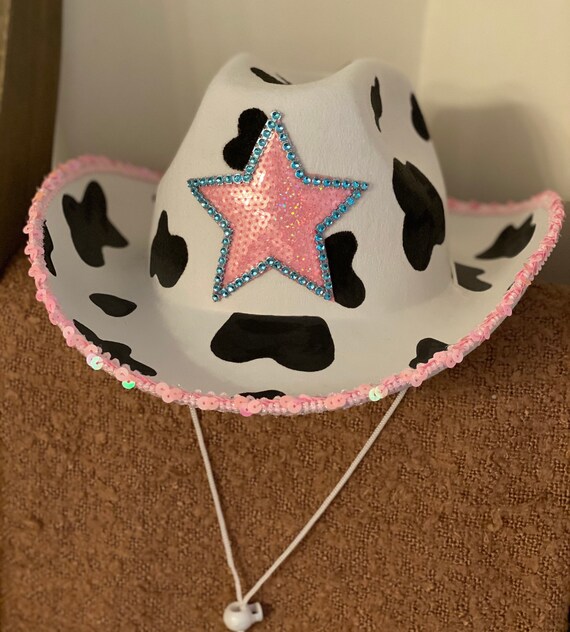 Cow Print Cowgirl Hat Pink Star Party 