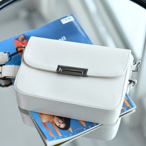 White Eco Leather Crossbody Bag, Everyday Bag, Box Clutch, White Sling Bag, White Women Purse, Small Crossbody Bag, White Clutch, Bride Gift