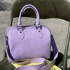 Lavender leather handbags clearance