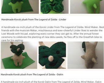 Korok Plush Oakin Inspirited the Legend of Zelda Series 