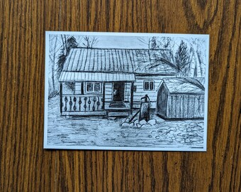 The Cabin art print | Pencil art | postcard print