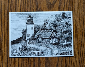 Lighthouse art print | Pencil art | postcard print