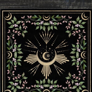 Altar Cloth Alter Cloth Moon Tarot Altar Decor Green Witch Tarot Cloth Tarot Spread Cloth Tarot Reading Cloth Tarot Mat Cottagecore Mat
