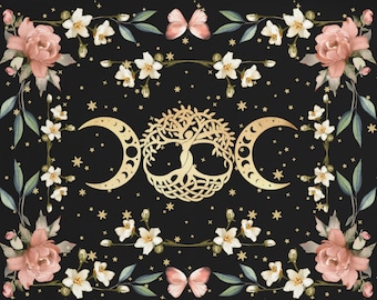 Triple Goddess Altar Cloth Moon Alter Cloth Witch Altar Tarot Cloth Tarot Mat Altar Decor Tarot Spread Cloth Witchy Cottage Core Decor Gifts