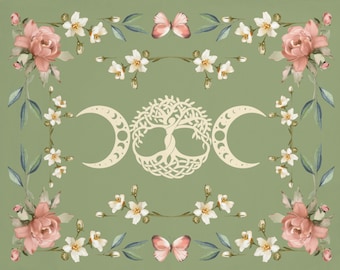 Triple Goddess Altar Cloth Moon Alter Cloth Witch Altar Small Tarot Cloth Tarot Mat Altar Decor Tarot Spread Cloth Witchy Cottage Core Decor