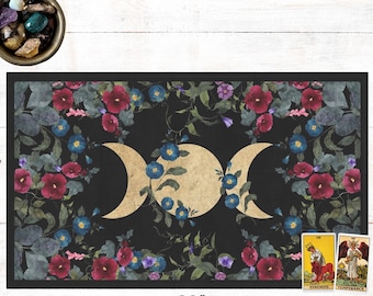 Cottagecore Altar Cloth Triple Moon Alter Cloth Witch Tarot Cloth Tarot Mat Altar Decor Tarot Cloth for Spread Witchy Decor Witchy Gifts