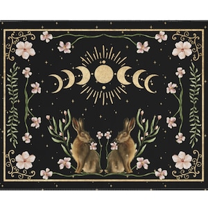 Altar Cloth Ostara Altar Decor Alter Cloth Tarot Cloth Witch Altar Tarot Mat Tarot Spread Cloth Witchy Cottage Core Decor Wiccan Hare Cloth