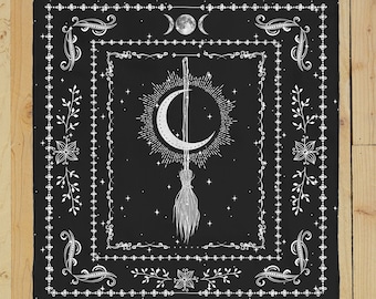 The Cosmic Besom Tarot Spread Cloth Altar Cloth Tarot Reading Cloth Witchy Room Decor Wiccan Altar Wiccan Decor Witch Supplies Tarot Cloth