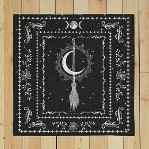 The Cosmic Besom Tarot Spread Cloth Altar Cloth Tarot Reading Cloth Witchy Room Decor Wiccan Altar Wiccan Decor Witch Supplies Tarot Cloth