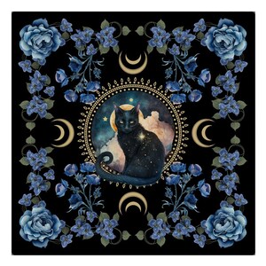 Mystical Cat Altar Cloth Alter Cloth Tarot Spread Cloth Tarot Reading Cloth Botanical Tarot Mat Witch Altar Cottage core Decor Witchy Gifts