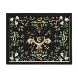 Altar Cloth Small Alter Cloth Botanical Tarot Mat Moon Altar Decor Green Witch Tarot Cloth Tarot Spread Cloth Wiccan Tarot Reading Cloth afbeelding 2