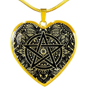 Pentacle Necklace, Gold Pentagram Pendant witch Necklace  (18k Gold Finish), Witchy Charms, Witchy Jewelry, Wicca Necklace , Pagan Necklace