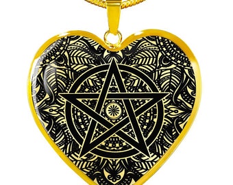 Pentacle Necklace, Gold Pentagram Pendant witch Necklace  (18k Gold Finish), Witchy Charms, Witchy Jewelry, Wicca Necklace , Pagan Necklace