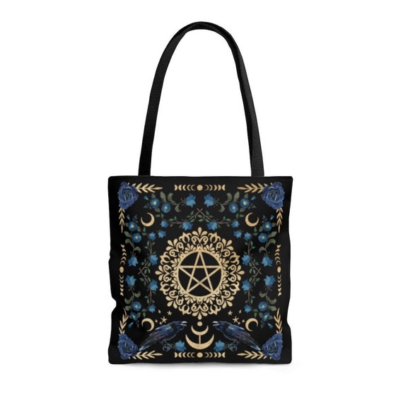 Cottagecore Witch Bag Witchy Tote Bag Gothic Victorian Floral Bag Cottage Core Bag Mystical Canvas Bag Pentacle Witch Bag Witchy Gift