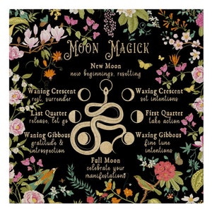 Moon Phase Altar Cloth Botanical Alter Cloth Altar Decor Tarot Cloth Tarot Spread Cloth Tarot Reading Cloth Tarot Mat Witch Altar Decor