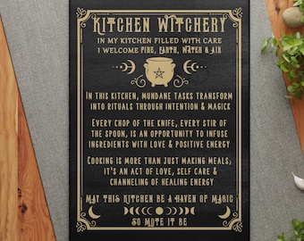 Kitchen Witchery Glass Cutting Board, Kitchen Witch Chopping Board, Witchy Gifts, Wiccan Gifts, Kitchen Accessories, Witch Home Decor