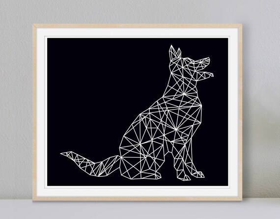 Modern Dog Art, Geometric Printable Dog  Print, Contemporary Wall Art, Black and White Art Print, Modern Animal Art