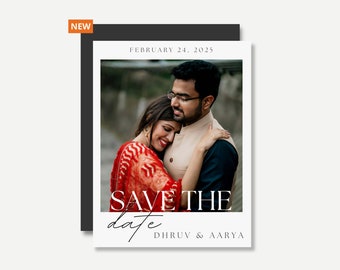 Custom Indian Save the Date Magnet - Personalized Wedding Announcement Cards with Envelopes