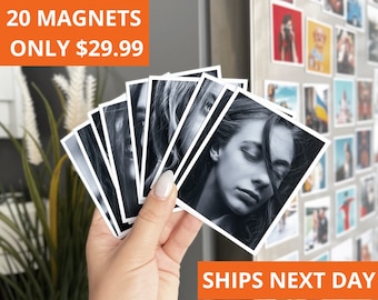 Custom Photo Magnets for Fridge - Printed with Your Favorite Memories Bundle Set of 20 Magnets