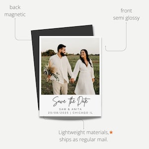 Save The Date Wedding Photo Magnets Retro Wedding Invitation QR Code Save the Date Cards Digital Magnets Fridge Gift for Couple Photo Invite image 2